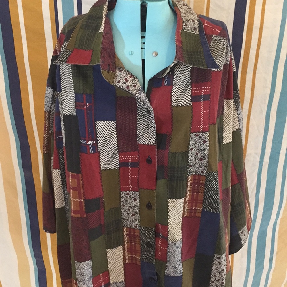 Vintage Romans Patchwork Print Button Down Shirt - image 2